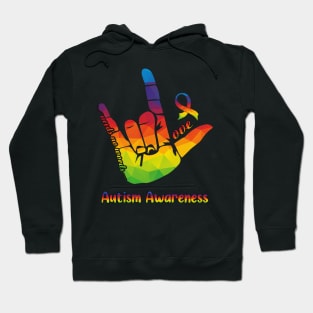 Love Needs No Words Autism Awareness Hand Sign Hoodie